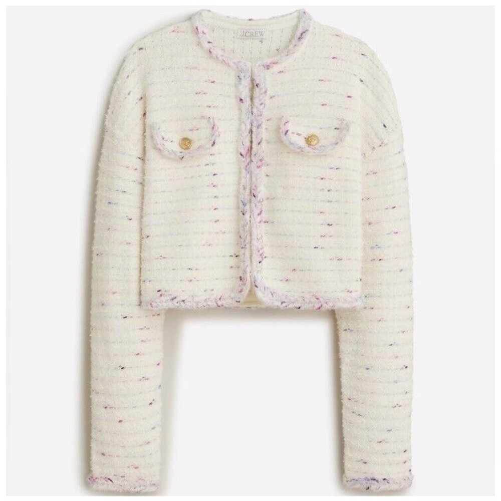 J.Crew Cropped lady jacket in marled yarn Drop shoulder New Size M Medium